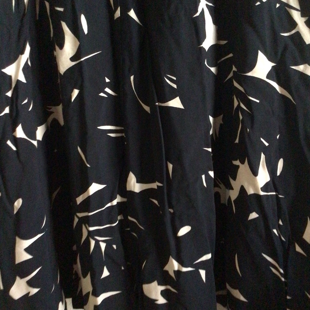 Ann Taylor Tie Waist Black Cream Palm Tree Tropical Classic A-line Midi Skirt 6T - Picture 11 of 12